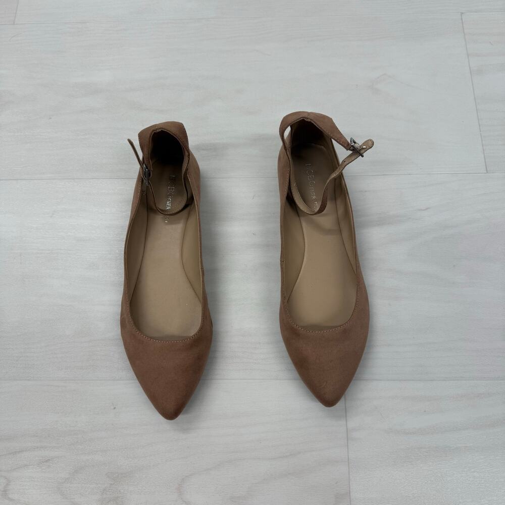 BCBGeneration Taupe Pointed Toe Ankle Strap Flats New in Box